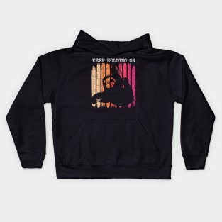 Sloth - Keep Holding On Pun Retro Style Kids Hoodie